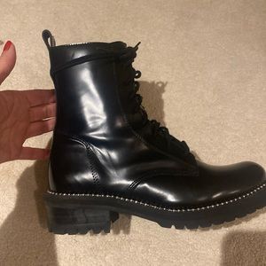 Steve Madden Georgie Black Leather combat boots. New in box. Size 9.5